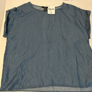 Forever 21 Casual Blue Top with cuffed sleeves. M So SOFT!